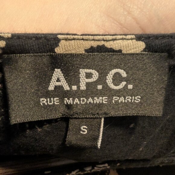 A.P.C. Rue Madame Paris Black Floral Cotton T Shirt Dress Lagenlook Galaxy - Picture 7 of 8